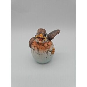VTG Andrea by Sadek Porcelain Baby Robin Hatching Egg Figurine  1990 #8618 EUC